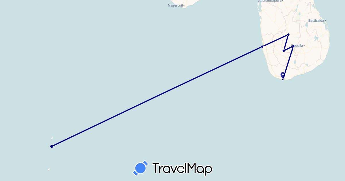 TravelMap itinerary: driving in Sri Lanka, Maldives (Asia)